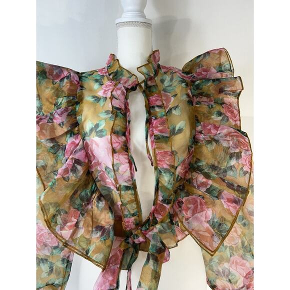 Coquette Castle Core Festival Fairy Core Whimsigoth Holiday Sheer Top Sz M New - Picture 2 of 9